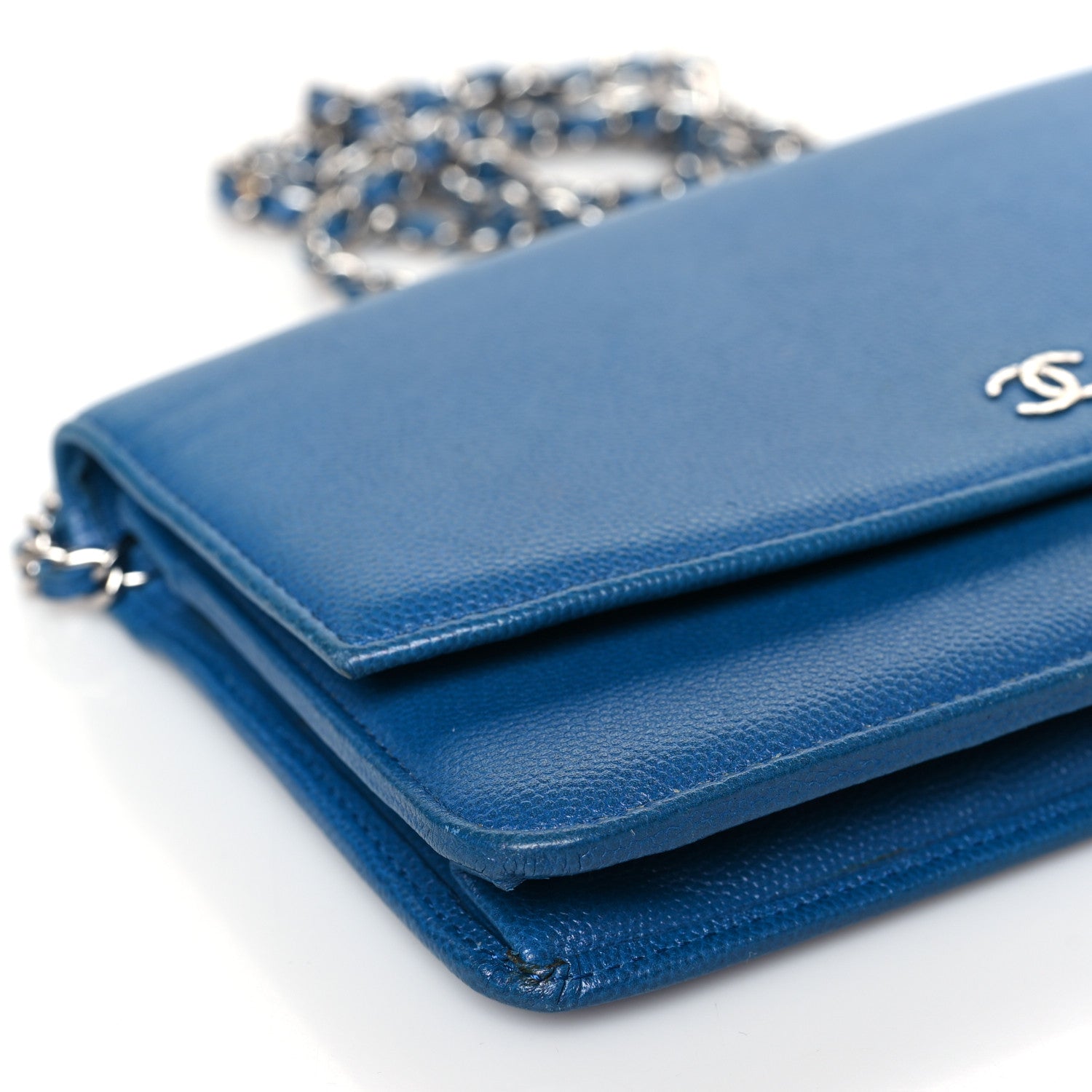 Chanel Caviar Sevruga Wallet on Chain WOC Blue 9 of 11
