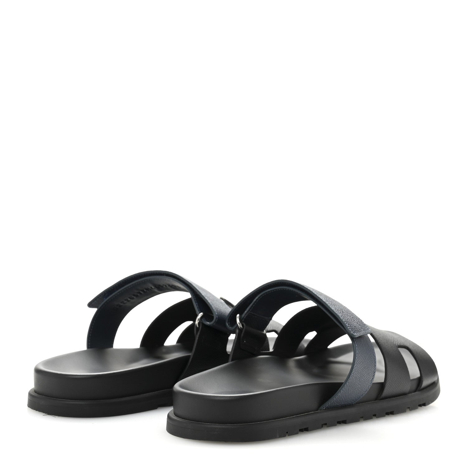 Hermes Epsom Mens Chypre Sandals 44.5 Black Bleu Céleste 5 of 10
