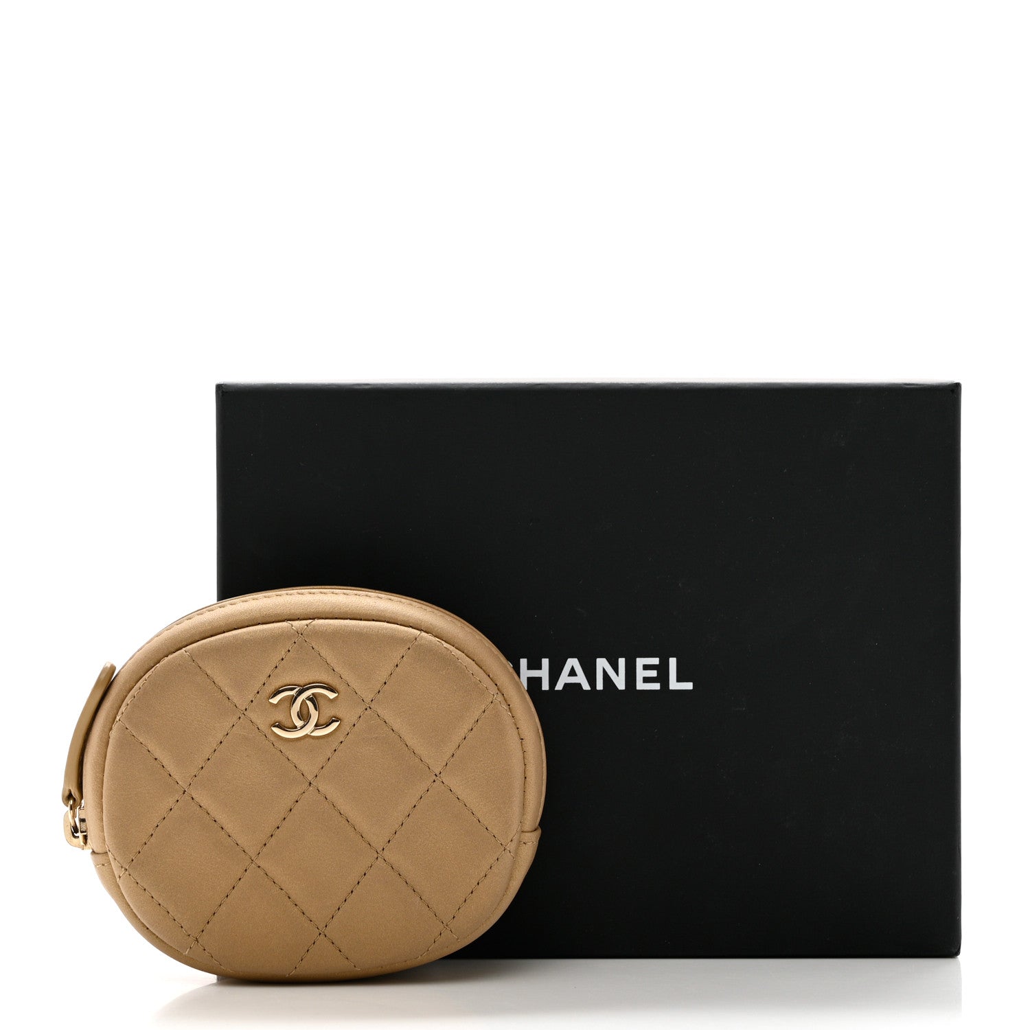 Chanel Metallic Lambskin Quilted Zip Around Classic Coin Purse Gold 8 of 8