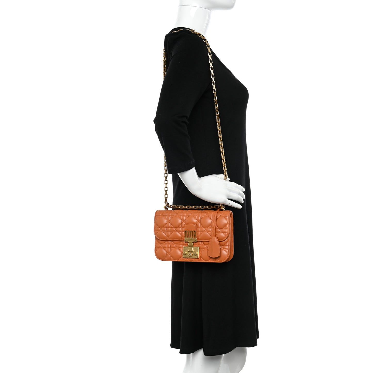 Lambskin Cannage Small Dioraddict Flap Bag Tan