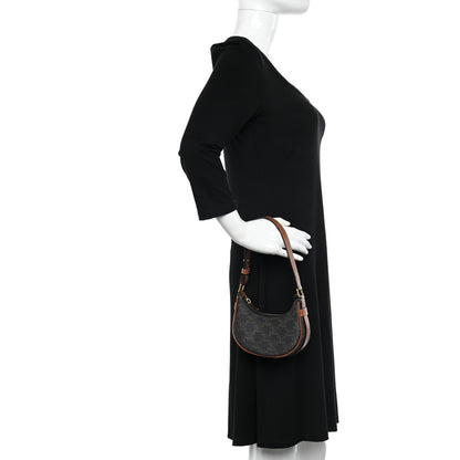 Celine Canvas Calfskin Mini Ava Triomphe Shoulder Bag Tan 2 of 11