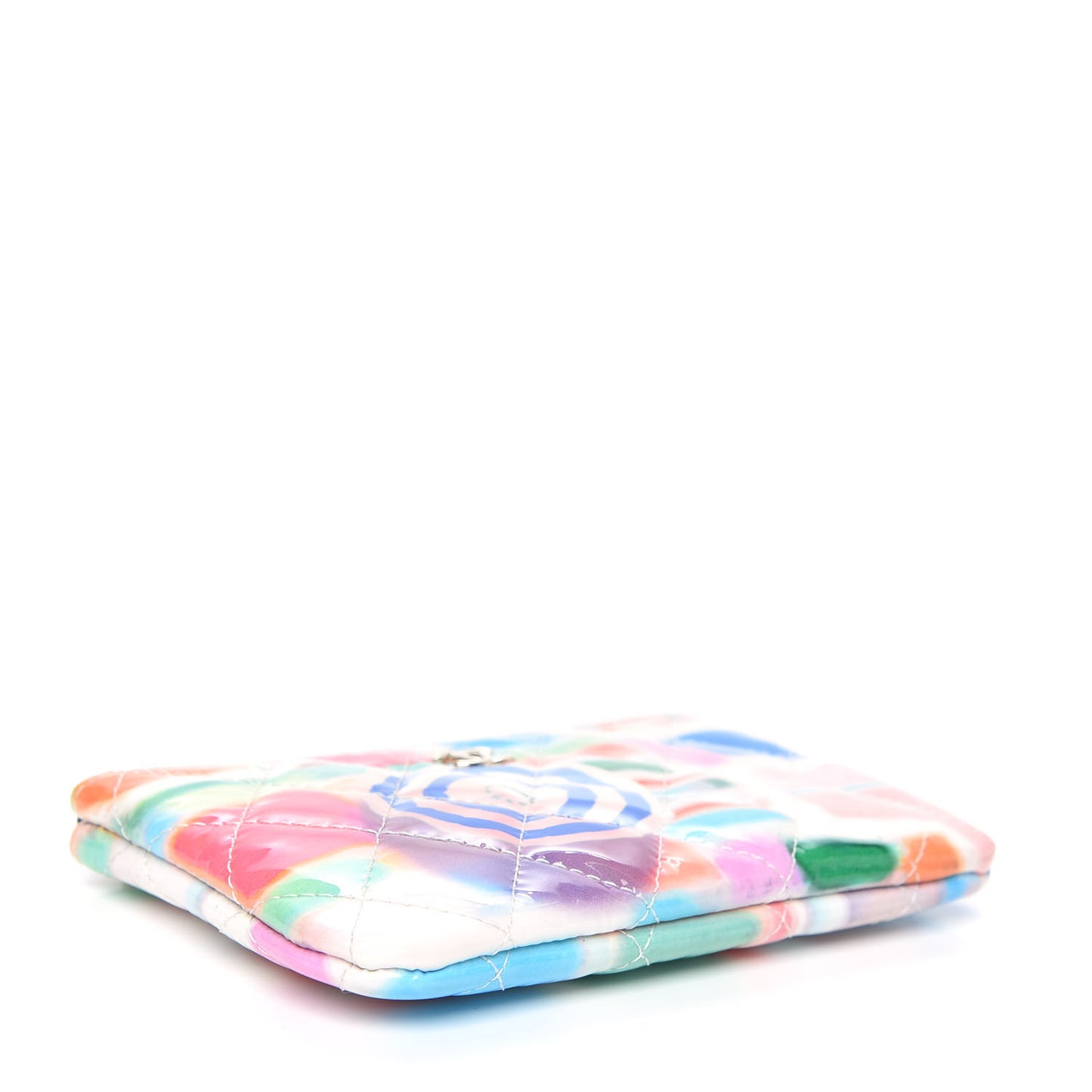 Patent Calfskin Printed Quilted Small Cosmetic Case Multicolor