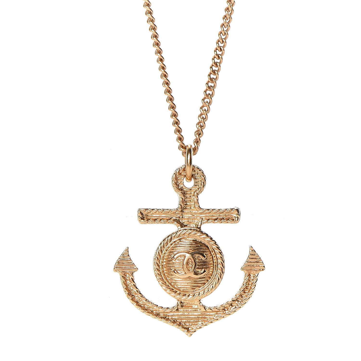 Chanel Anchor CC Pendant Necklace Gold 4 of 5