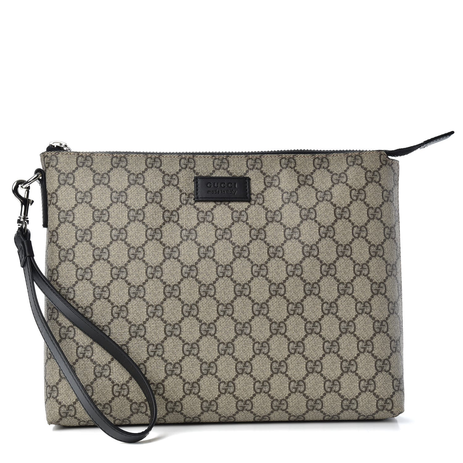 Gucci GG Supreme Monogram Mens Wristlet Black 1 of 8