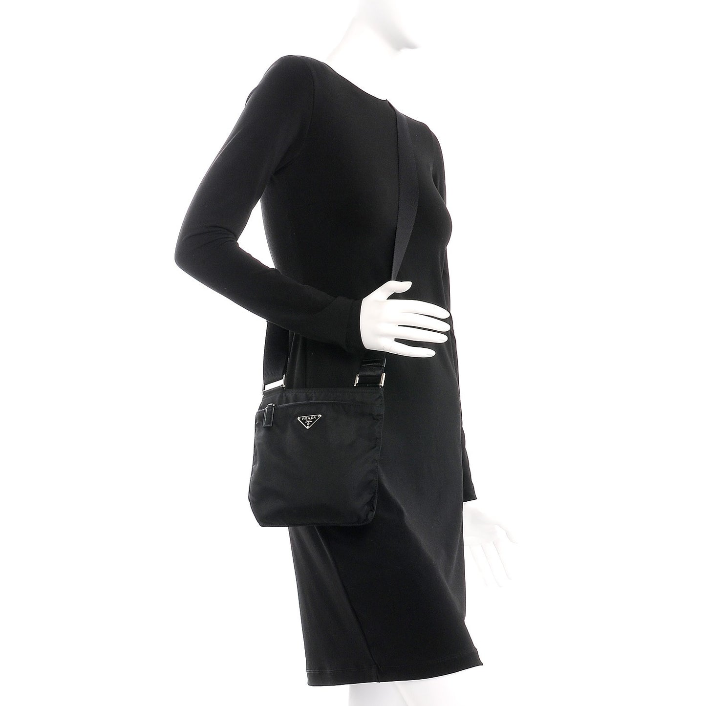 Nylon Vela Flat Messenger Bag Black