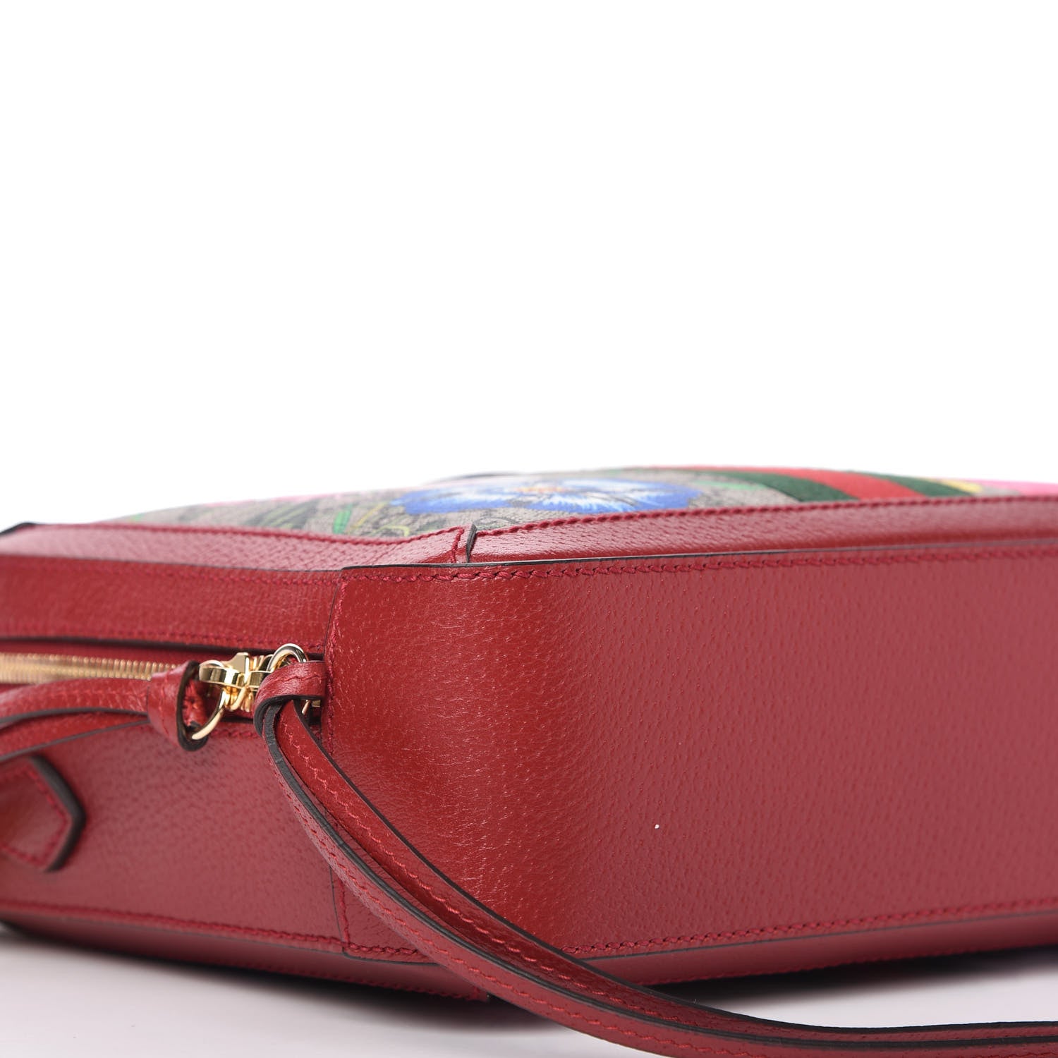 Gucci GG Supreme Monogram Flora Web Small Ophidia Top Handle Shoulder Bag Hibiscus Red 6 of 11