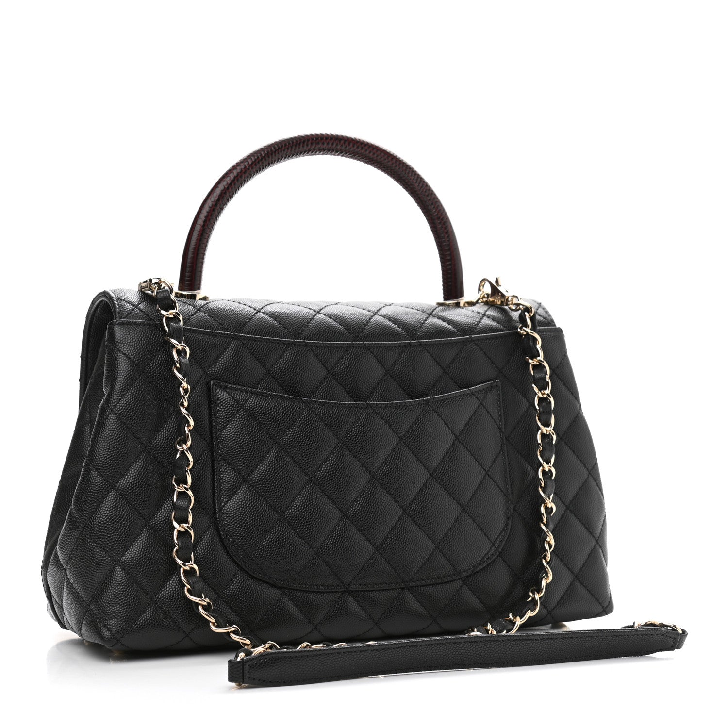 Chanel Caviar Lizard Embossed Quilted Small Coco Handle Flap Black 3 of 10
