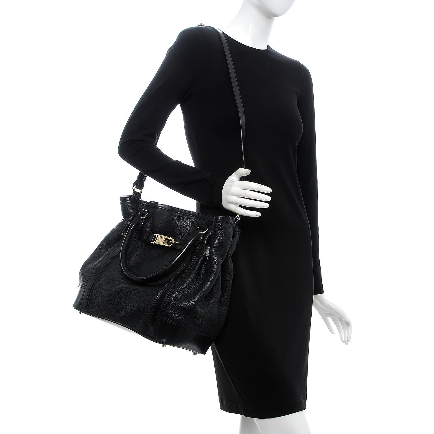 Burberry Grainy Calfskin Medium Golderton Tote Black 2 of 12