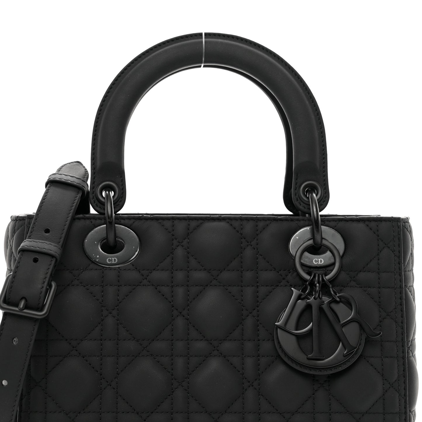 Ultra Matte Calfskin Cannage Medium Lady Dior Black