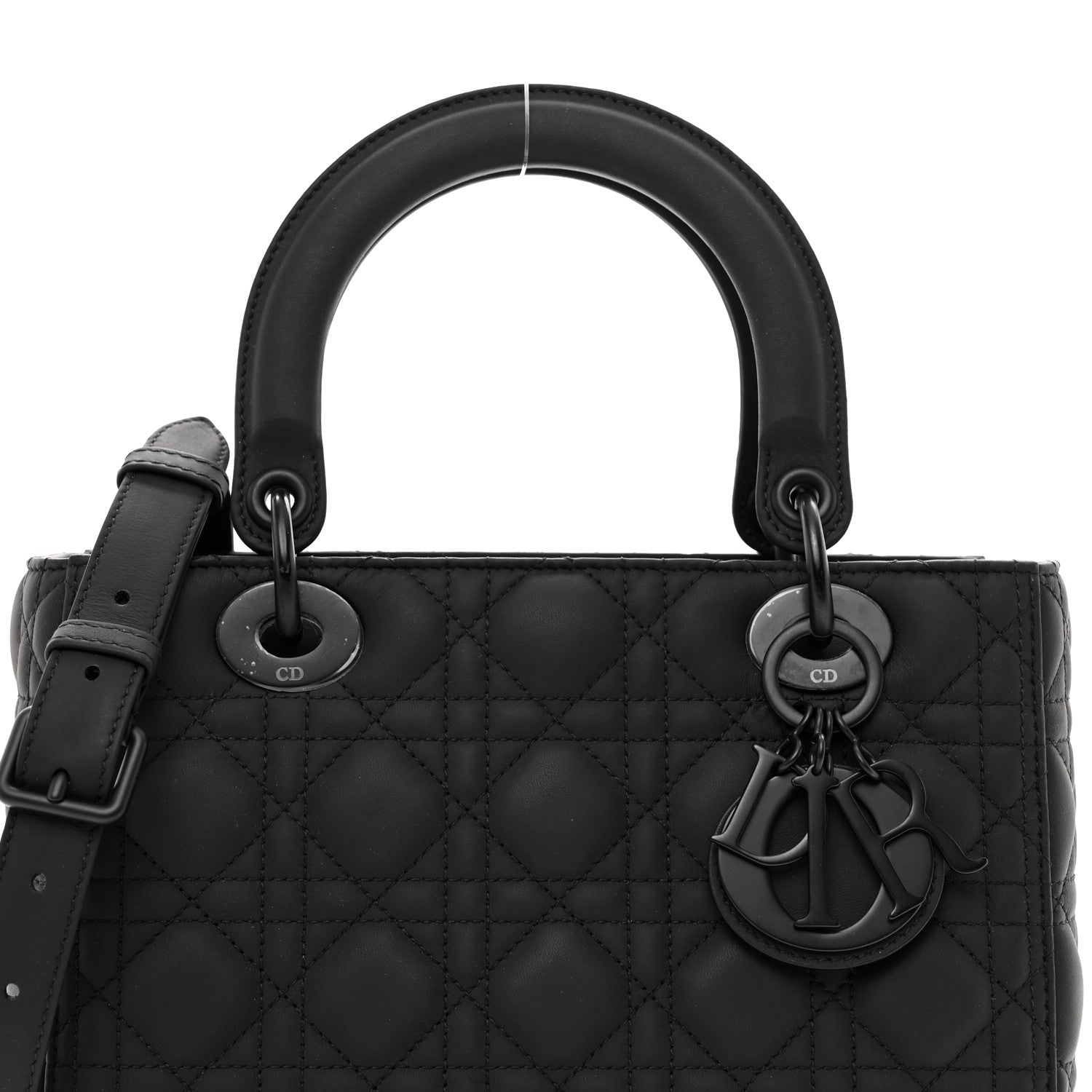 Christian Dior Ultra Matte Calfskin Cannage Medium Lady Dior Black 5 of 9