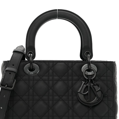 Christian Dior Ultra Matte Calfskin Cannage Medium Lady Dior Black 5 of 9