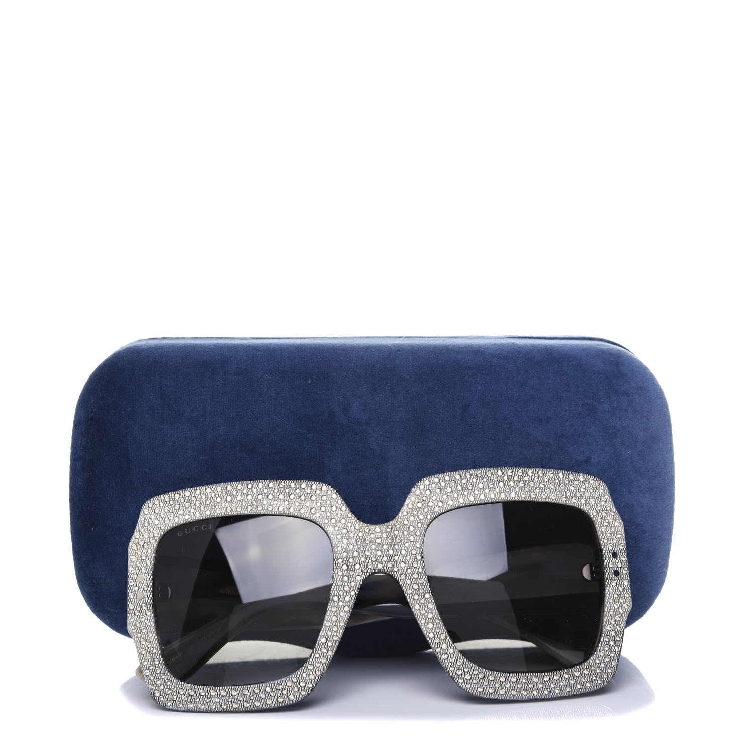 Gucci Crystal Square Frame Sunglasses GG0048S Grey 8 of 8