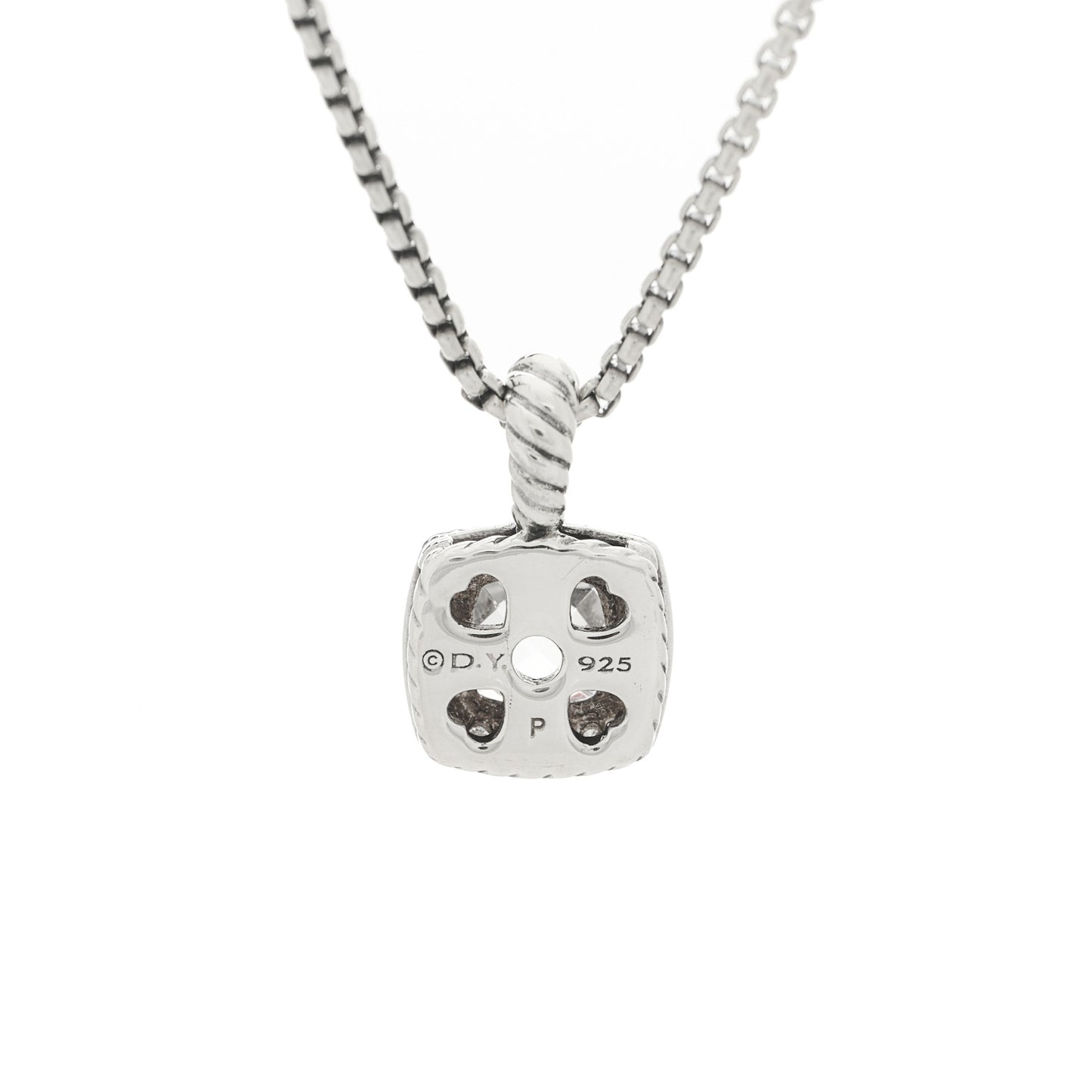 Sterling Silver Diamond Whit Topaz 7mm Petite Albion Pendant Necklace