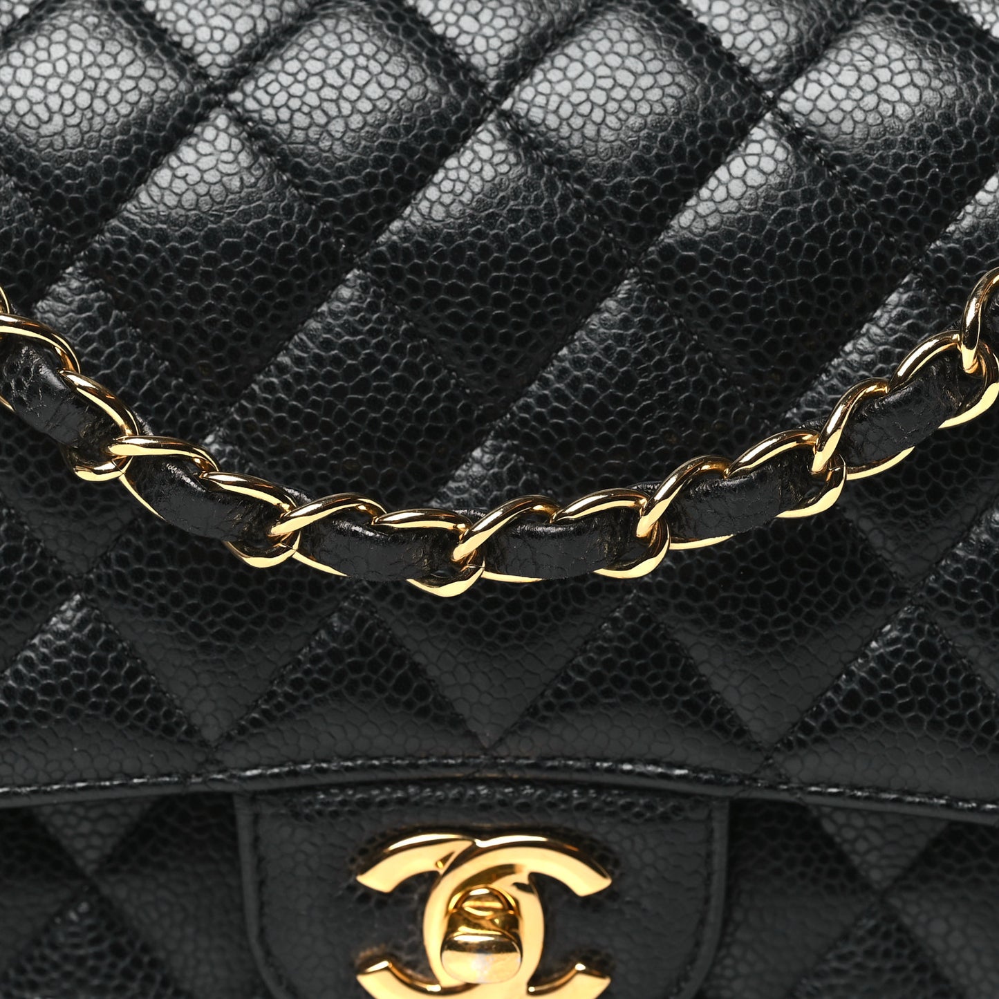 Caviar Quilted Medium Double Flap Black