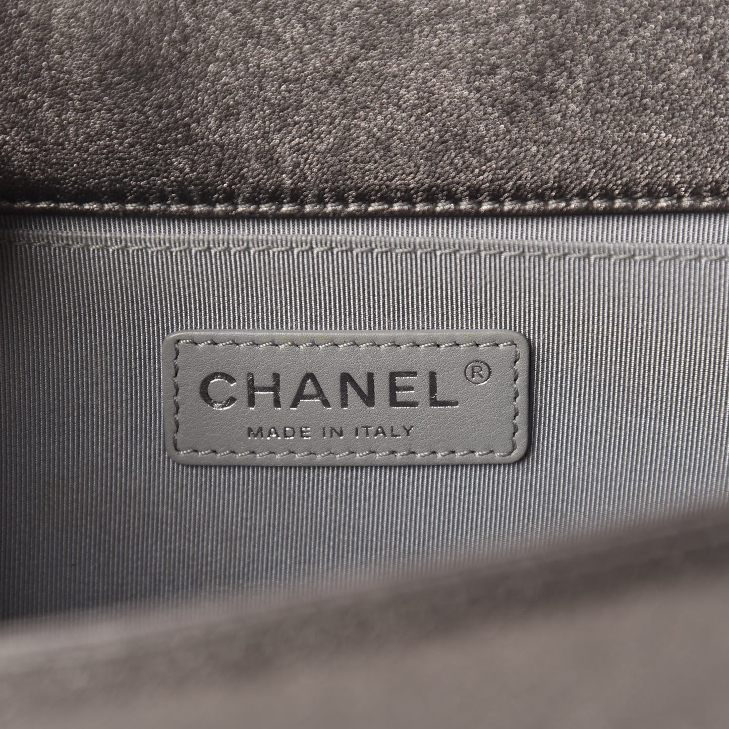 Metallic Lambskin Perforated Medium Boy Flap Dark Silver