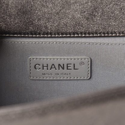 Chanel Metallic Lambskin Perforated Medium Boy Flap Dark Silver 8 of 11