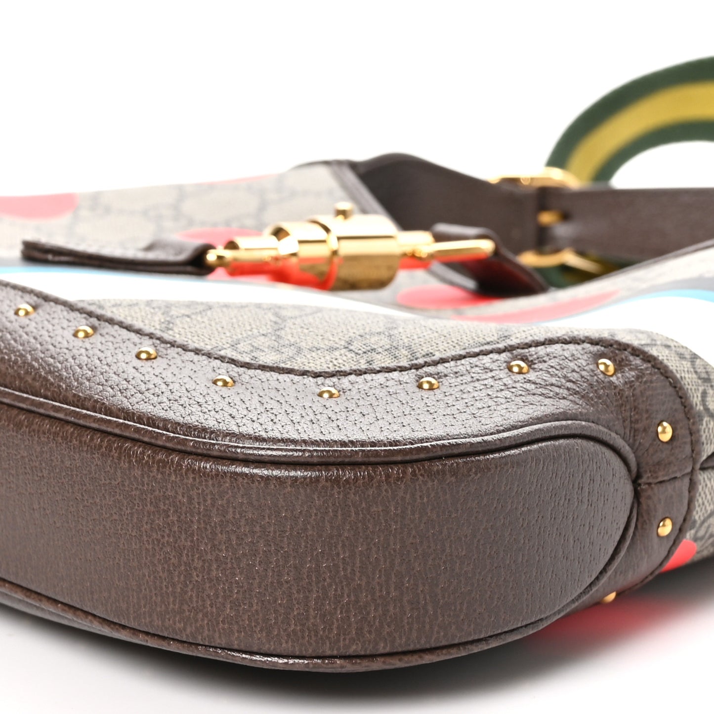 GG Supreme Monogram Geometric Textured Dollar Calfskin Web Small Jackie 1961 Hobo