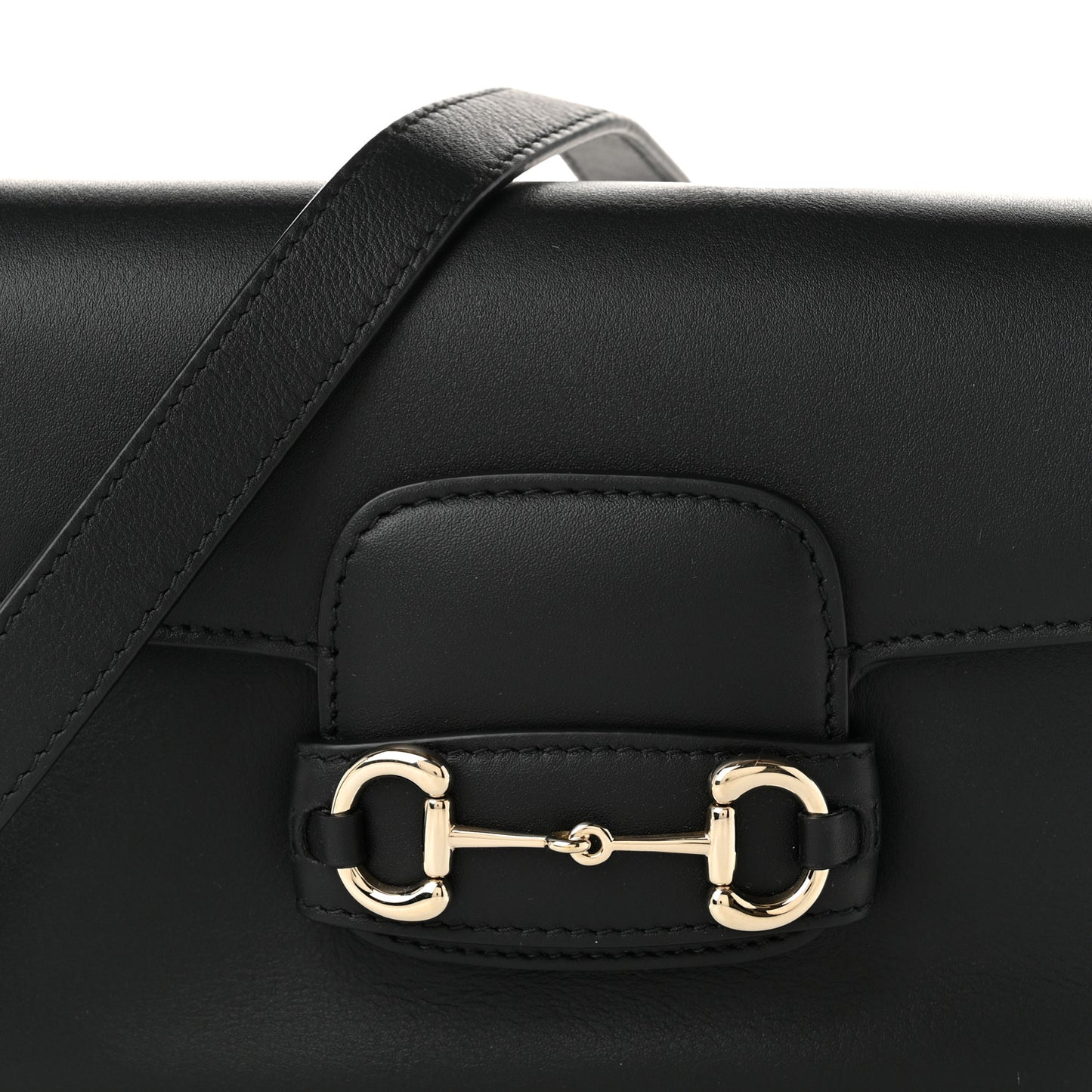 Arabella Calfskin Horsebit 1955 Soft Small Shoulder Bag Black