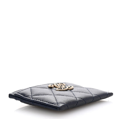 Chanel Caviar Quilted Crystal Card Holder Blue 4 of 8