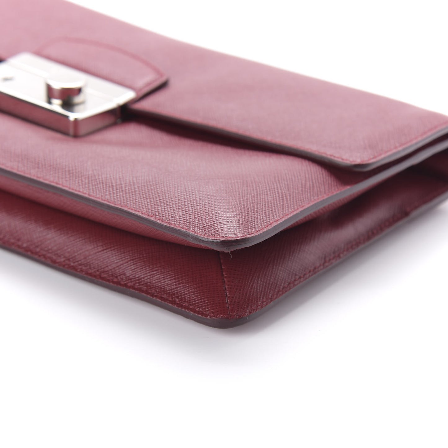 Saffiano Lux Sound Clutch Cherry