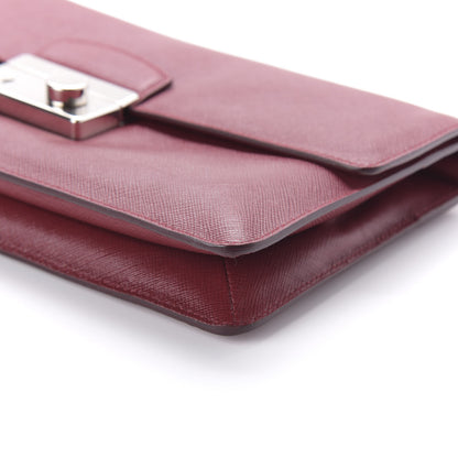 Prada Saffiano Lux Sound Clutch Cherry 7 of 10