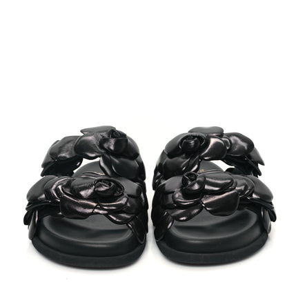 Valentino Garavani Kidskin Atelier 03 Rose Edition Double Buckle Slide Sandals 36 Black 2 of 9