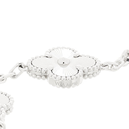 Van Cleef & Arpels 18K White Gold 5 Motifs Guilloche Vintage Alhambra Bracelet 4 of 5
