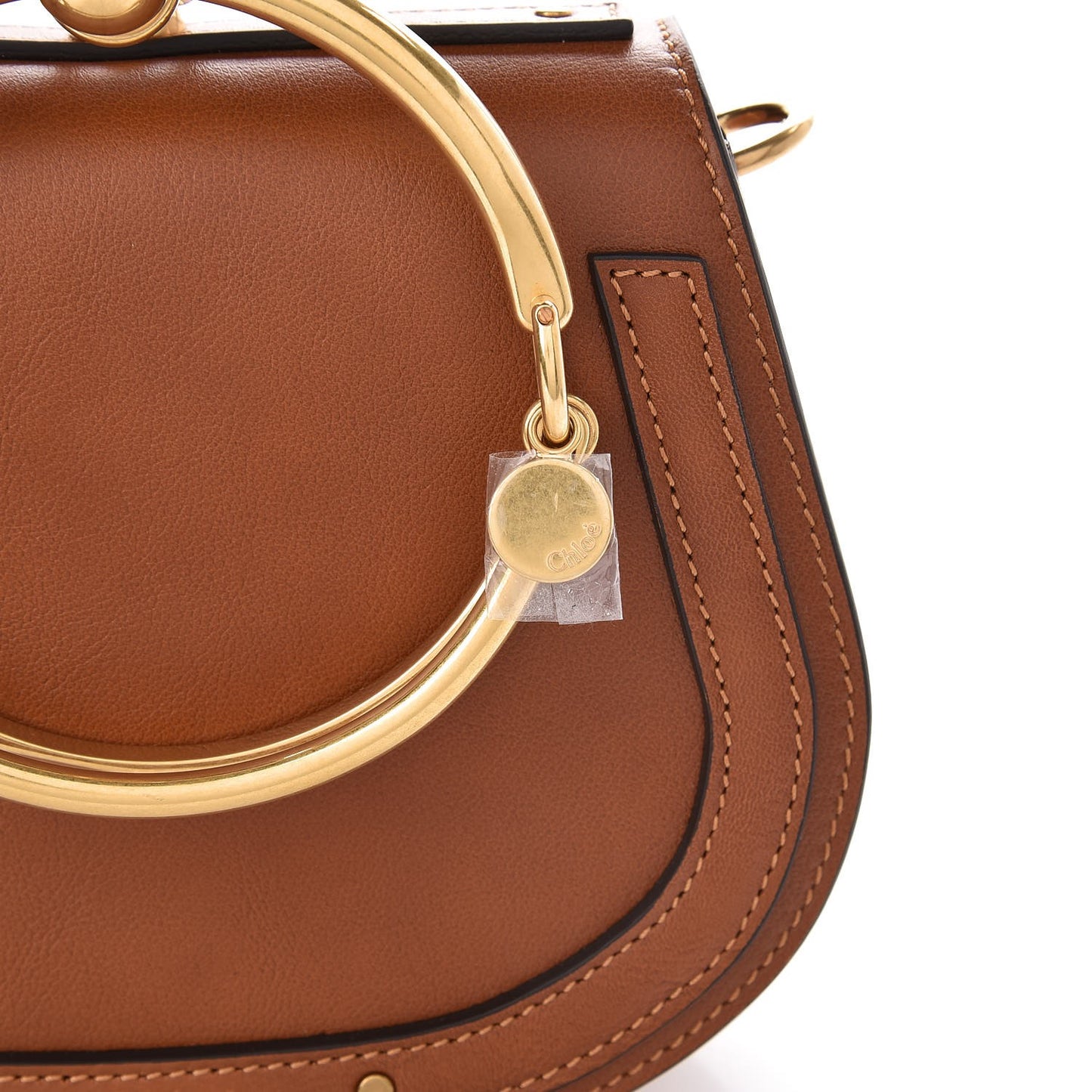 Calfskin Suede Small Nile Bracelet Bag Caramel