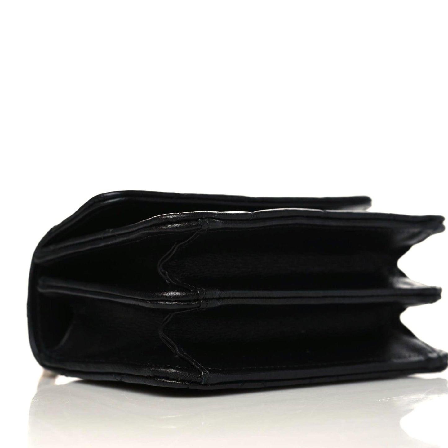 Lambskin Quilted Chain Top Handle Clutch With Chain Black