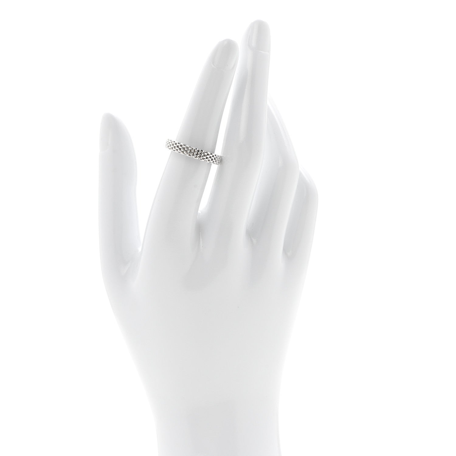 Tiffany Sterling Silver Narrow Mesh Somerset Ring 51 5.75 2 of 4