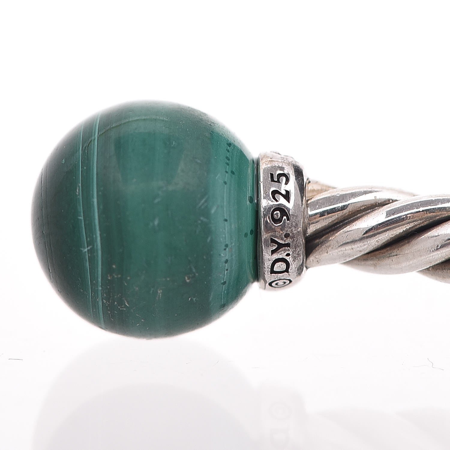 David Yurman Sterling Silver Diamond Malachite 7mm Solari Bracelet 5 of 5