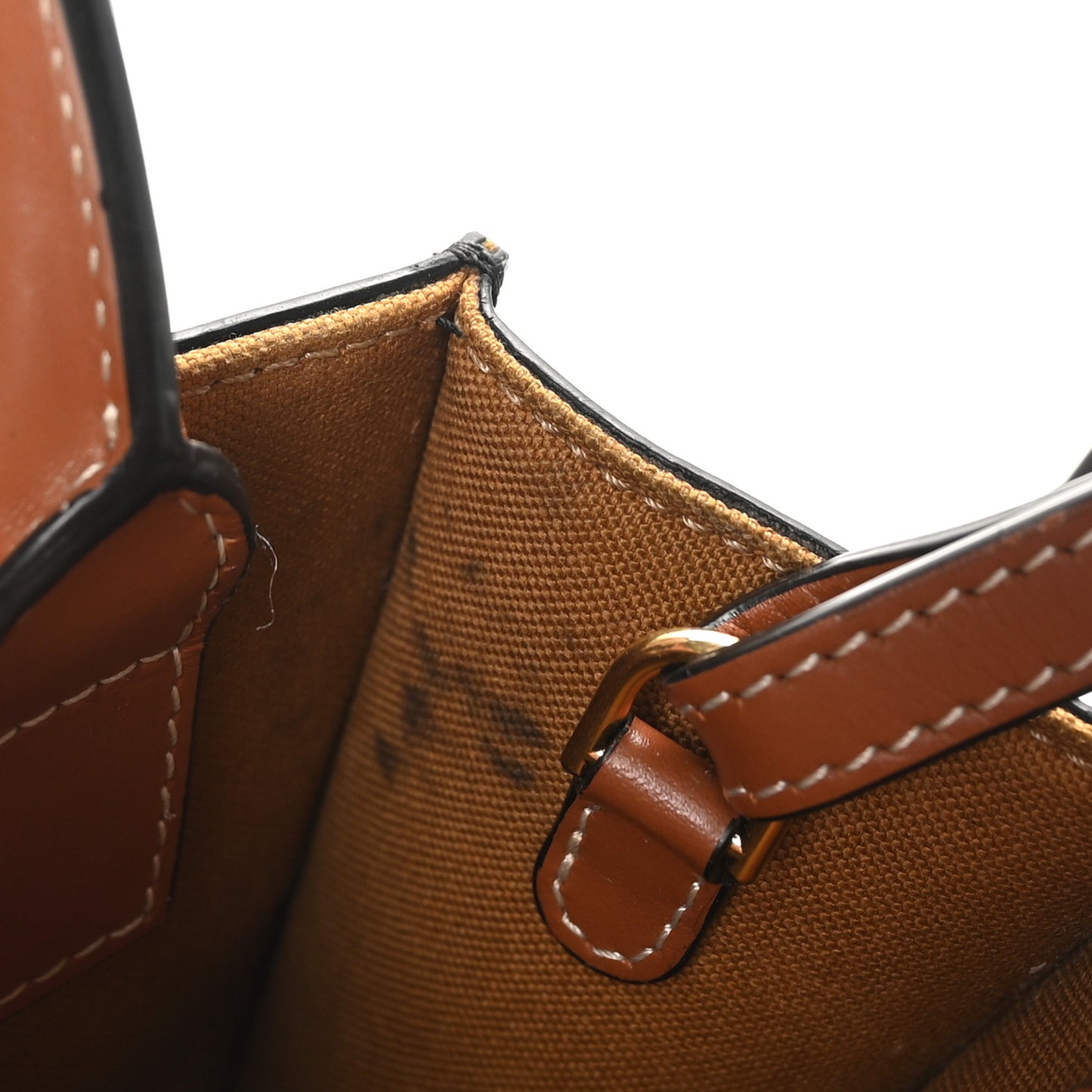 Triomphe Canvas Calfskin Mini Vertical Cabas Tan