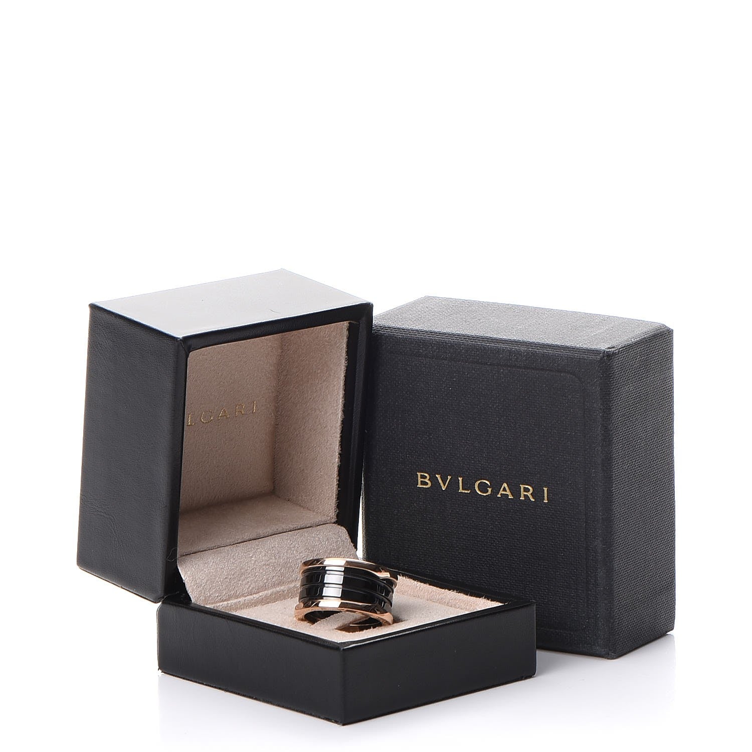 Bulgari 18K Rose Gold Black Ceramic B.Zero1 Four-Band Ring 56 7.5 5 of 5