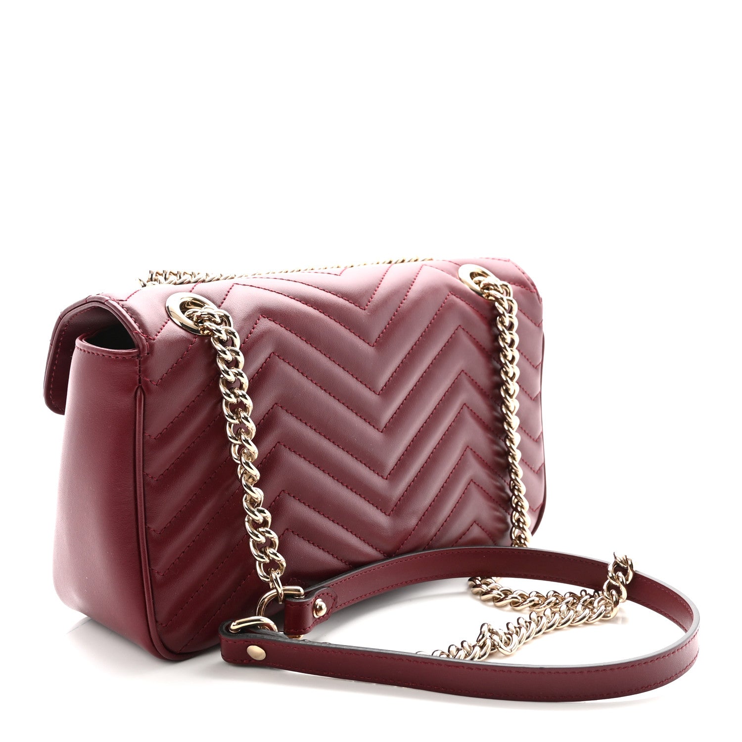 Gucci Calfskin Matelasse Small GG Marmont Shoulder Bag Rosso Ancora Red 3 of 9