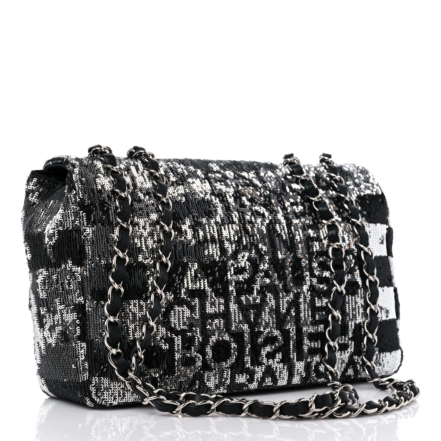 Chanel Sequin La Pausa Medium Single Flap Silver Black 3 of 10