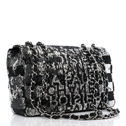 Chanel Sequin La Pausa Medium Single Flap Silver Black 3 of 10