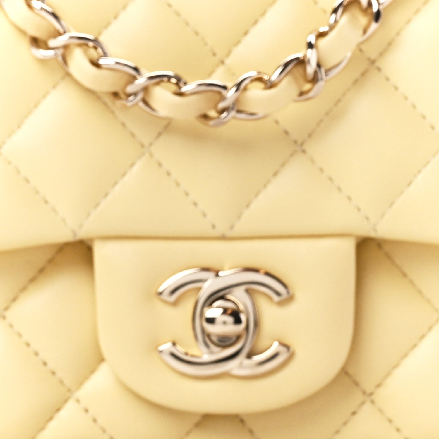 Chanel Lambskin Quilted Mini Square Flap Light Yellow 9 of 12
