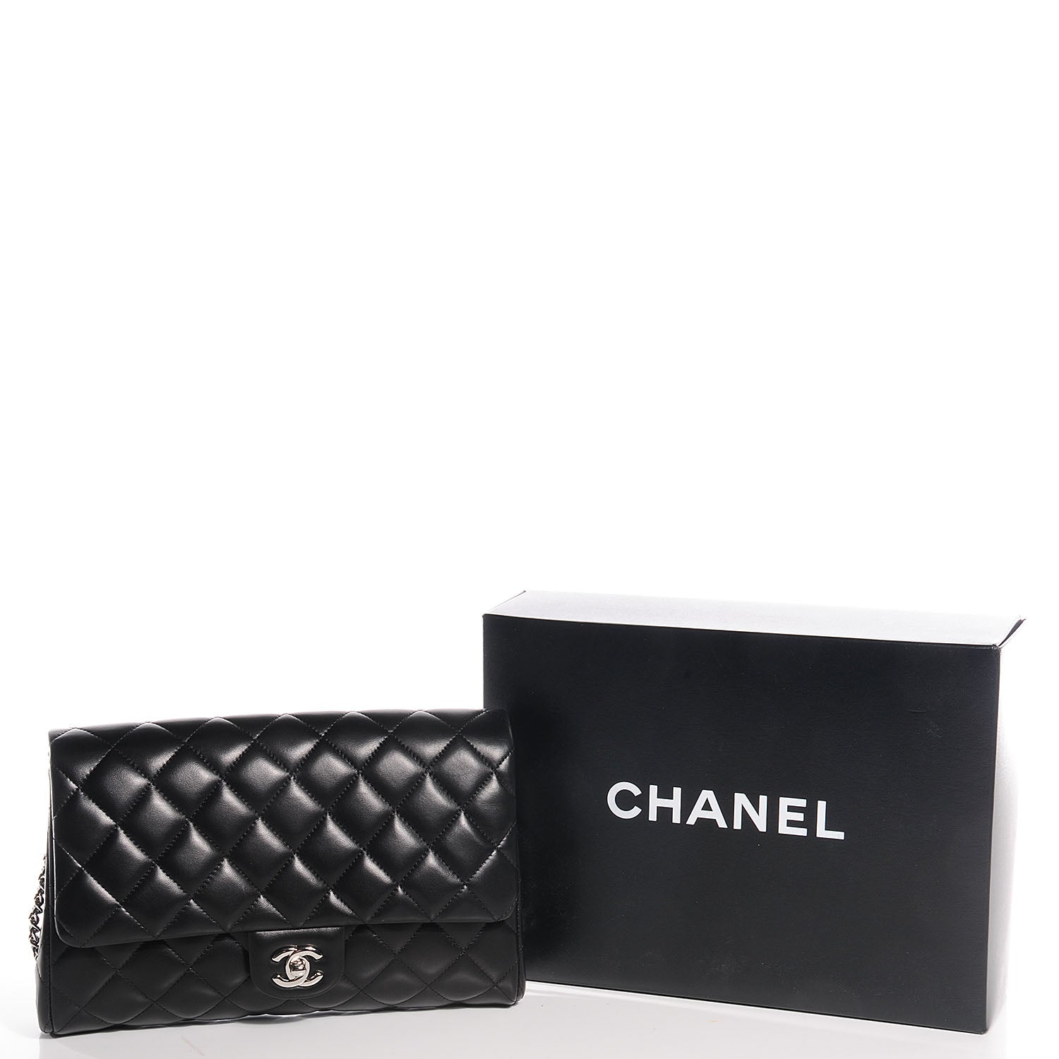 Chanel Lambskin Quilted Clutch With Chain Flap Black 5 of 9