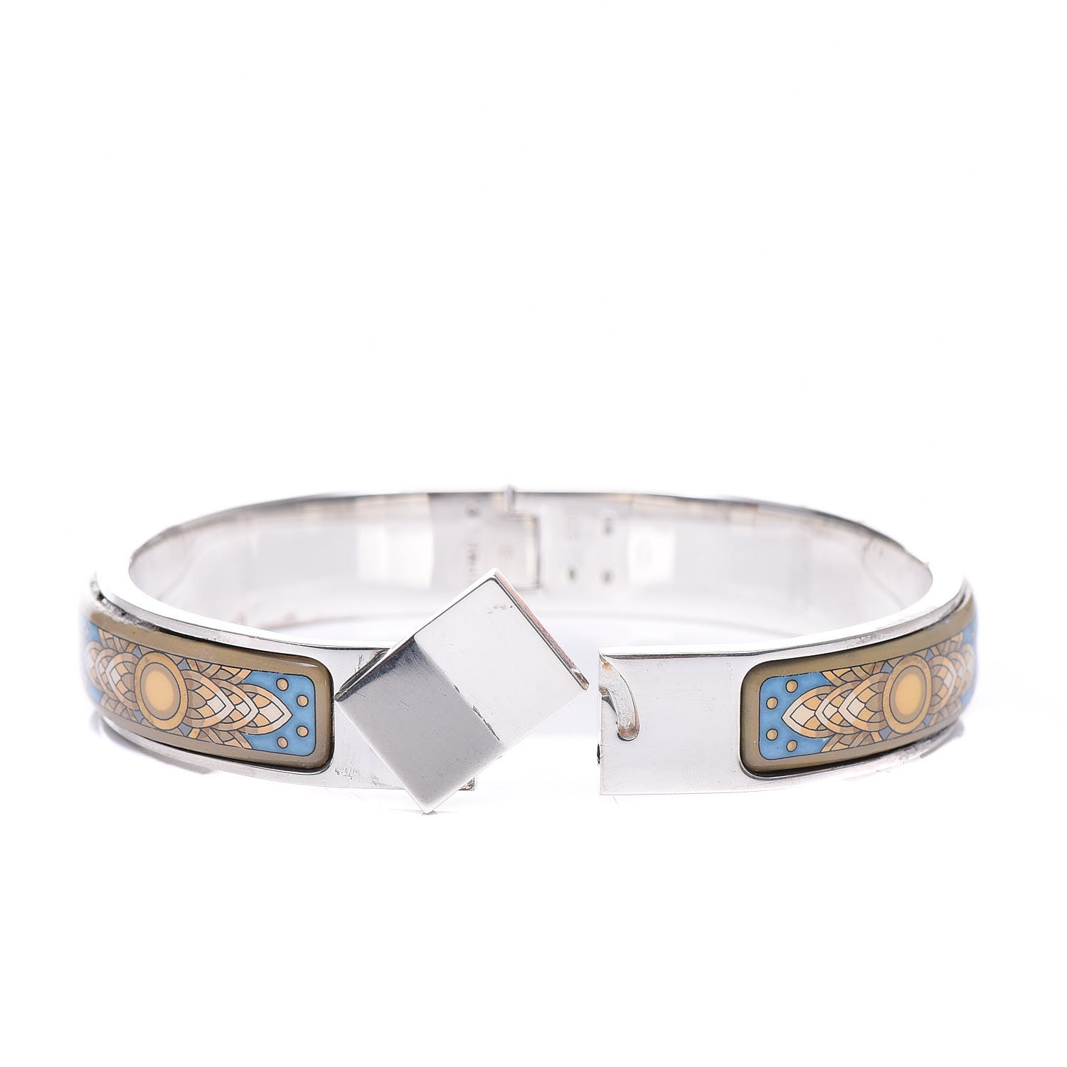 Hermes Sterling Silver Enamel Narrow Loquet Bracelet 3 of 10