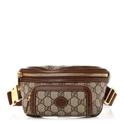 Gucci GG Supreme Monogram Textured Calfskin Retro Interlocking G Belt Bag Beige Ebony Brown Sugar 1 of 11