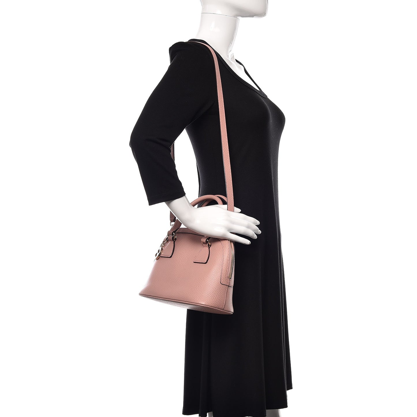 Dollar Calfskin Small GG Charm Dome Bag Soft Pink