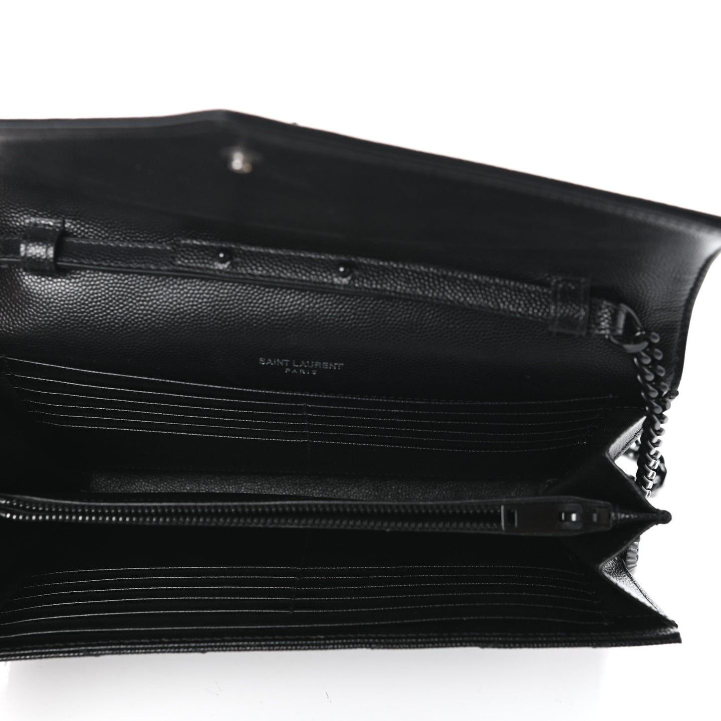 Grain De Poudre Matelasse Chevron Monogram Chain Wallet Black