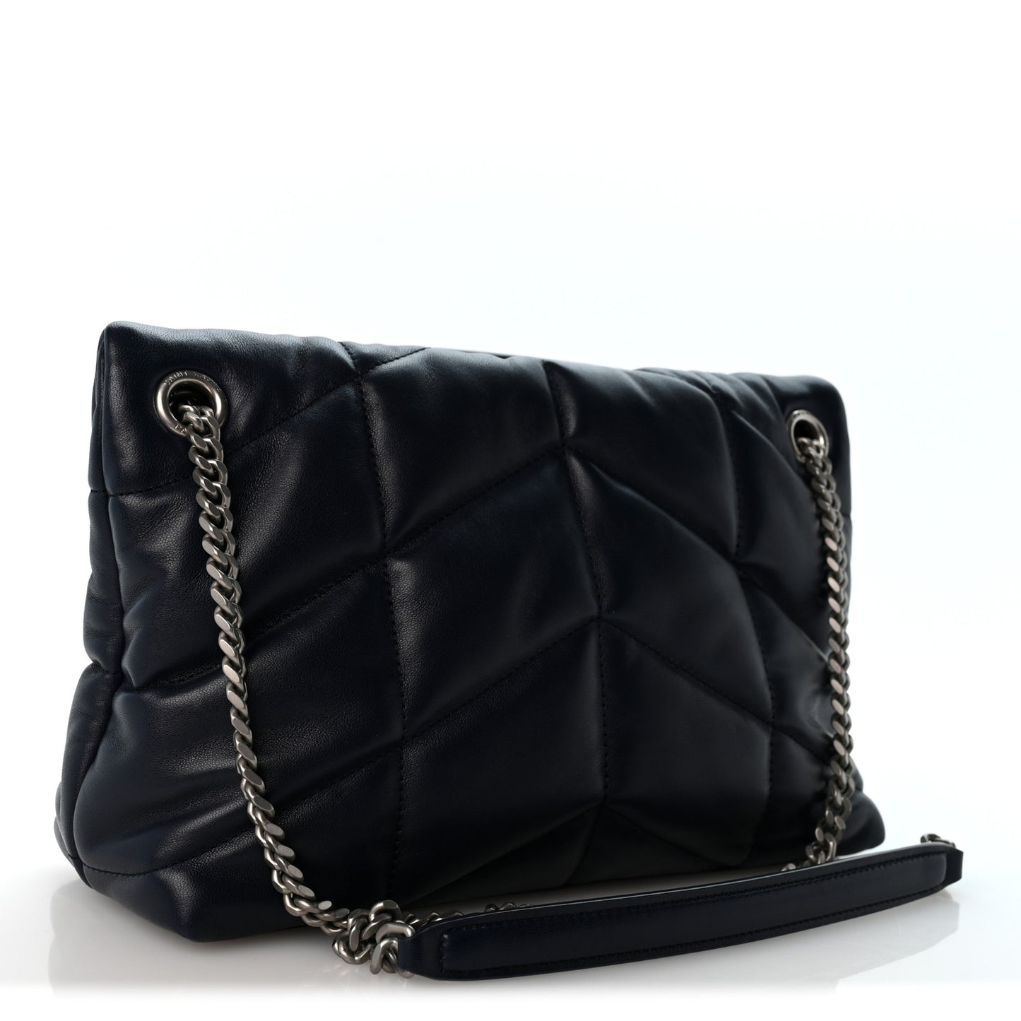 Lambskin Quilted Small Loulou Puffer Monogram Chain Satchel Marine