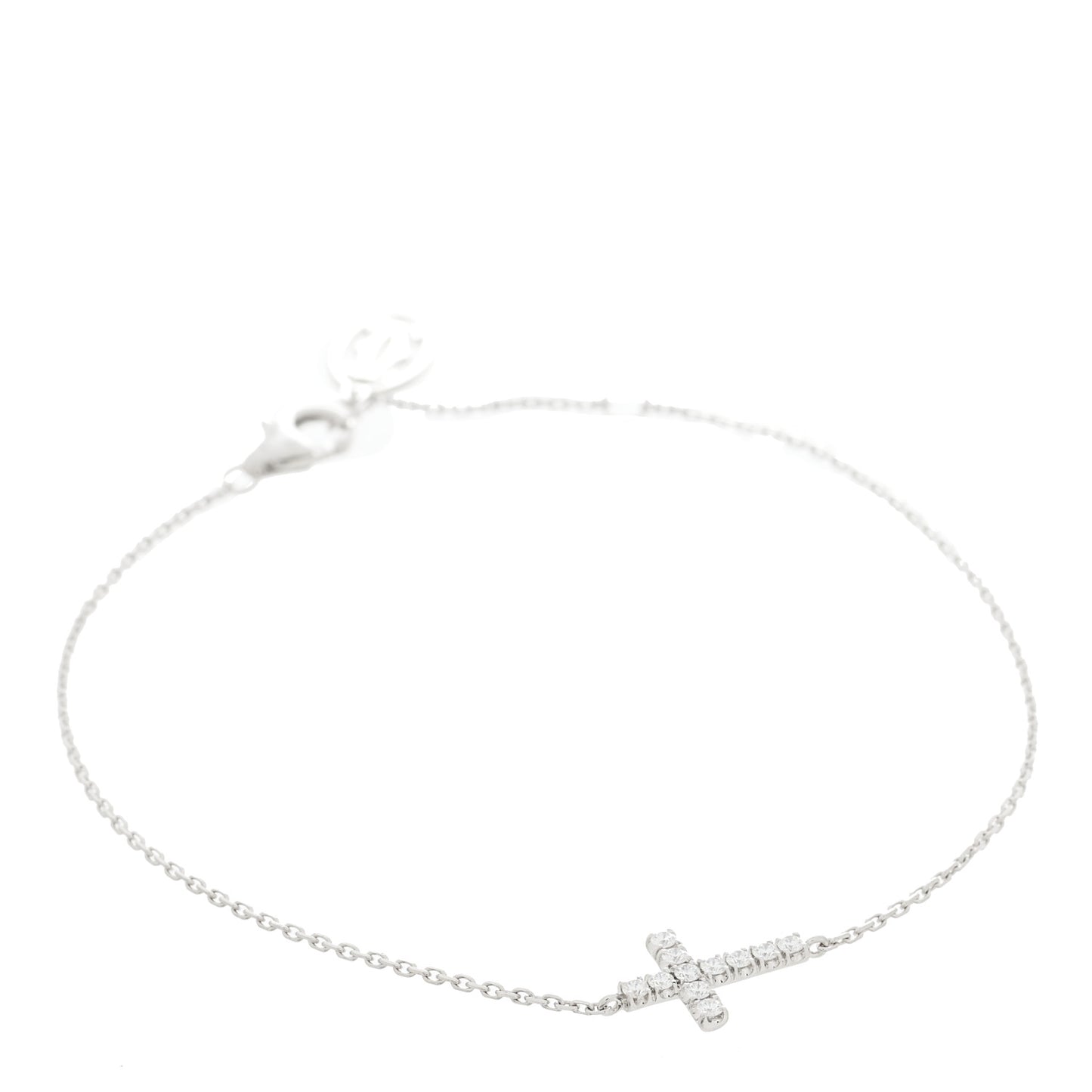 18K White Gold Diamond Symbols Cross Bracelet