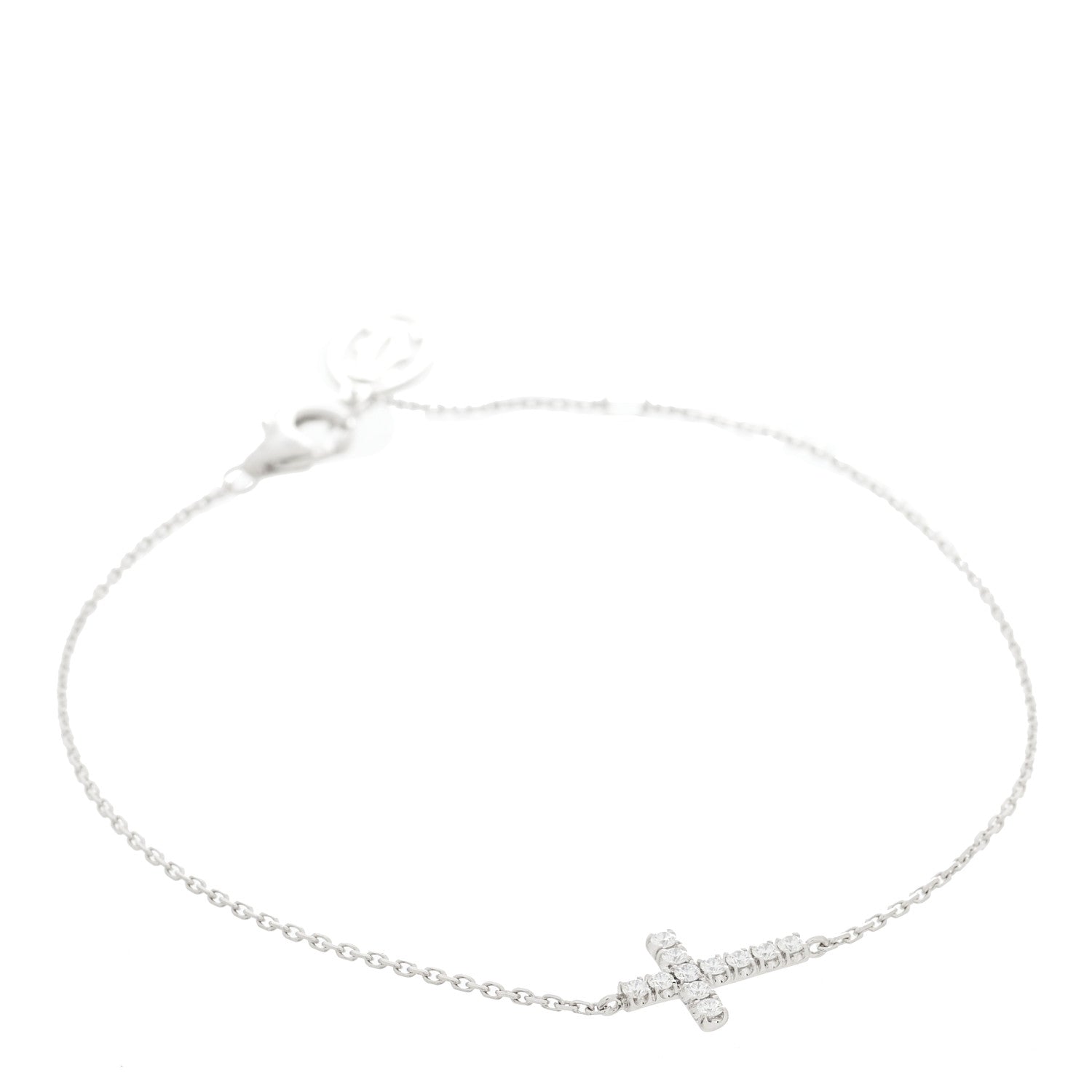 Cartier 18K White Gold Diamond Symbols Cross Bracelet 1 of 4