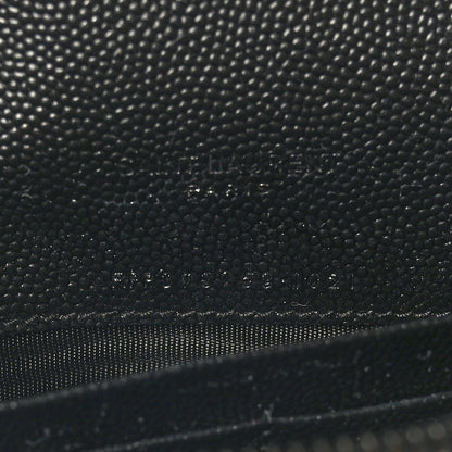 Saint Laurent Grain De Poudre Matelasse Chevron Monogram Monochrome Envelope Chain Wallet Black 7 of 10