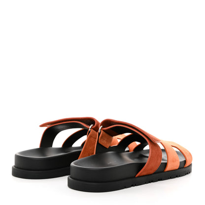 Hermes Suede Goatskin Womens Chypre Sandals 38 Rose Bois De Santal Rouge De Turin 4 of 9