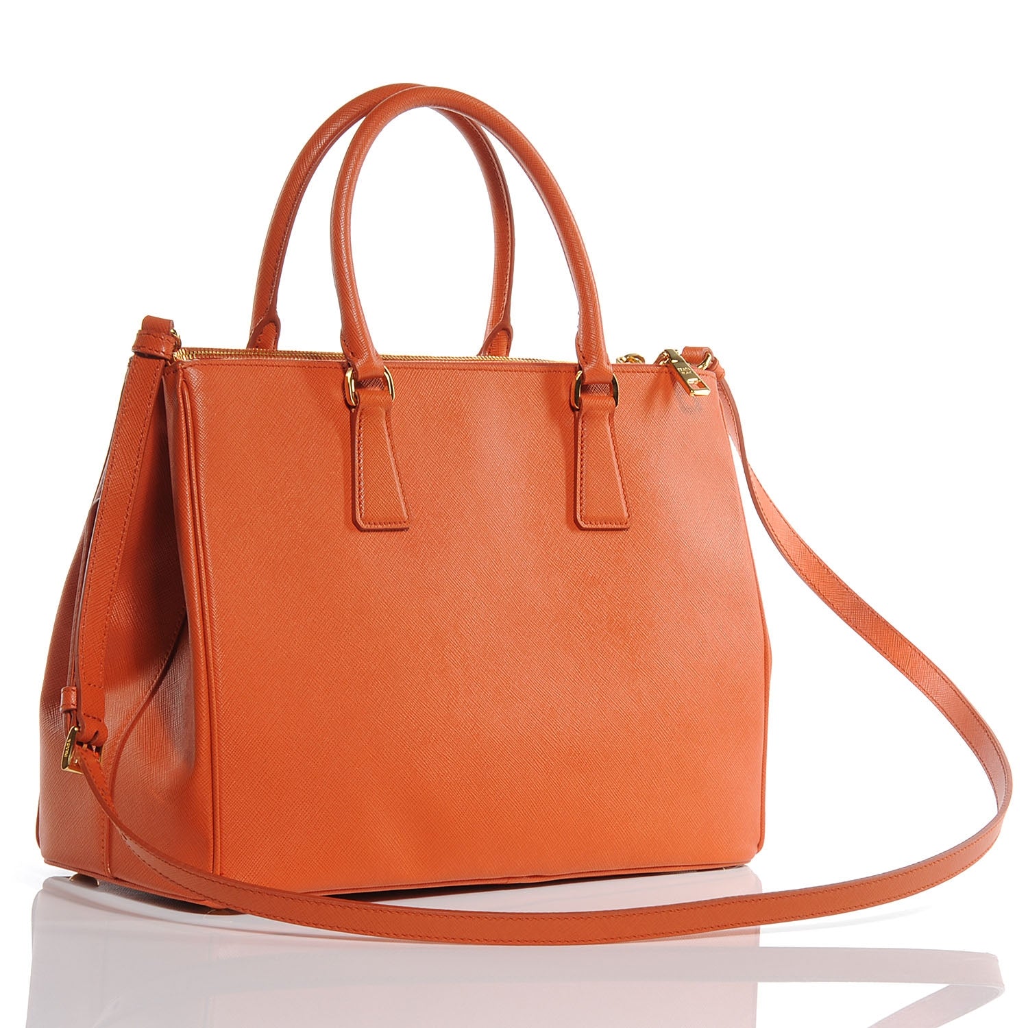 Prada Saffiano Lux Double Zip Tote Papaya 3 of 8