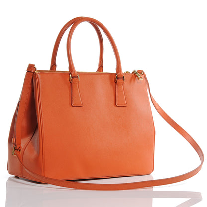Prada Saffiano Lux Double Zip Tote Papaya 3 of 8