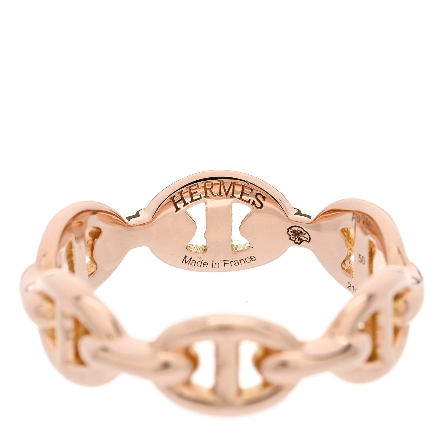 Hermes 18K Rose Gold PM Chaine D'Ancre Enchainee Ring 50 5.5 4 of 6